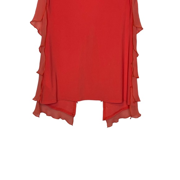 Joseph Ribkoff Women's Vest Tie Front Sleeveless Tiered Ruffled Sheer Orange 6 - Picture 9 of 10